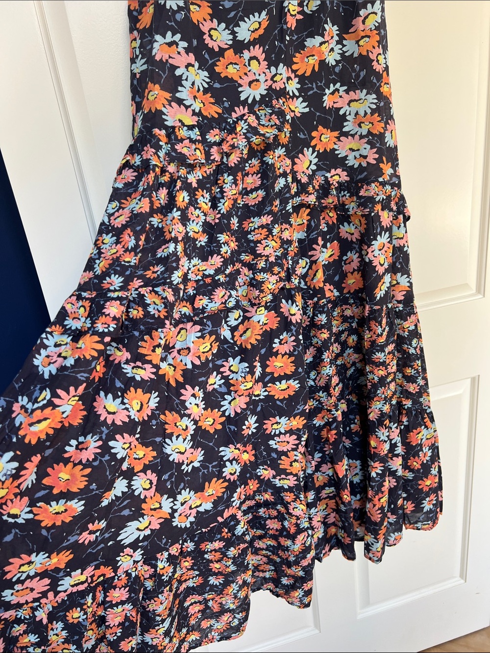 Sundance Navy Maxi Dress with Orange, Pink & Light Blue Floral Print - Picture 4 of 5